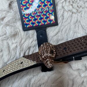 Kurt Geiger Black and Gold Embellished Belt